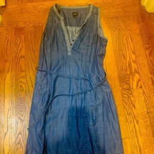 Blue by Saks Fifth Ave sleeveless denim dress with Belt and pockets.